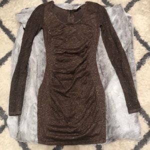 XS Express brown shimmer sweater dress
